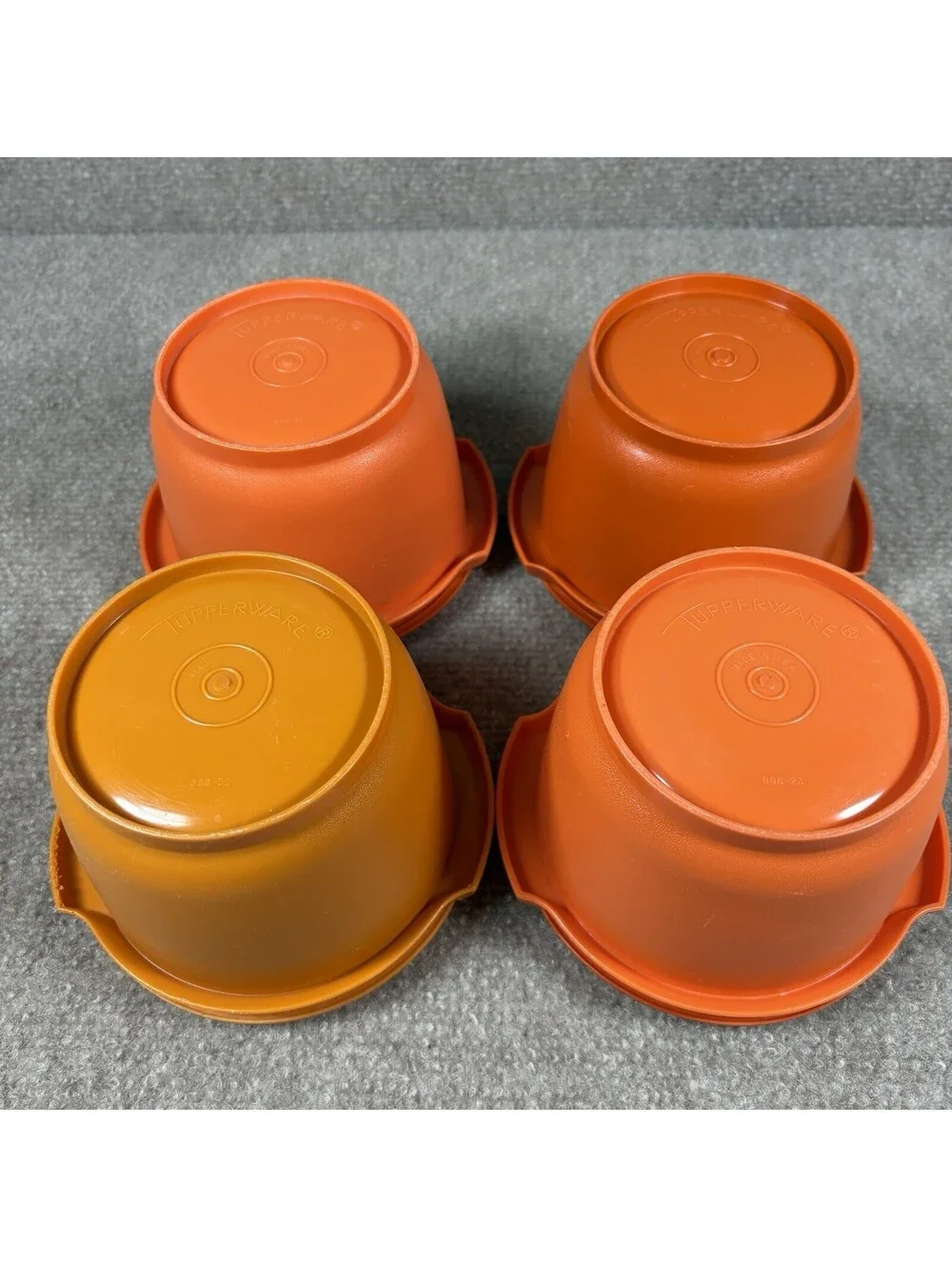 Vintage Tupperware 10 Servalier Bowls 886, 836, 838, w/Lids Orange & Yellow